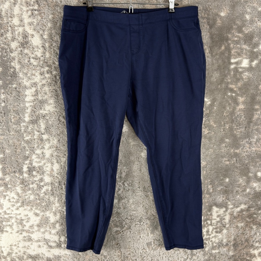St Johns Bay Petite Size PXL Skinny Leg Stretch Minimalist Ankle Pants Navy